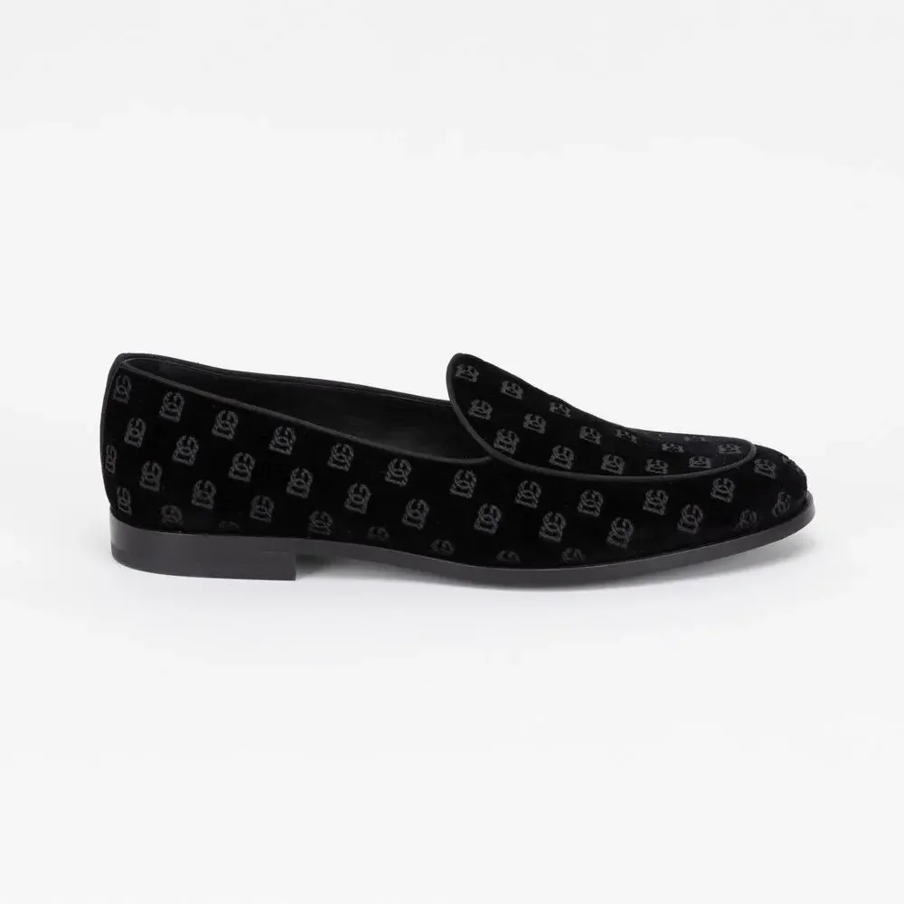Dolce & Gabbana Men Monogram Smoking Slippers Black Size 12 (New/Defect)